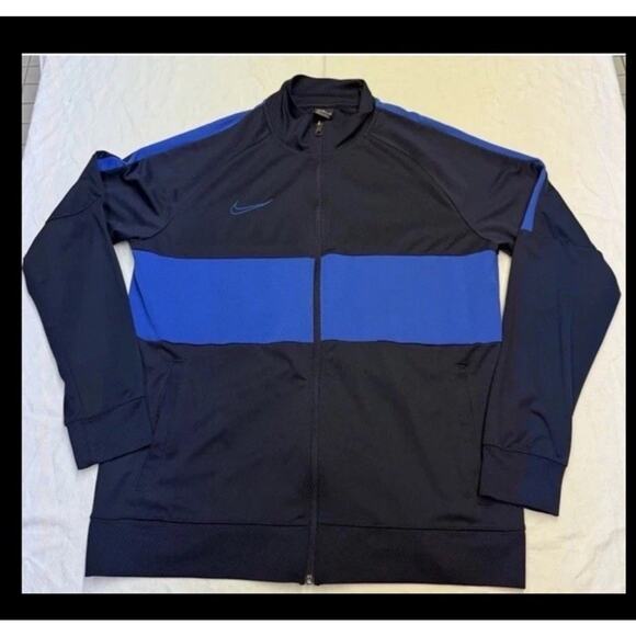 Nike Dri Fit Track Jacket Men’s Size XL Embroidered Logo Navy Blue Full Zip - Picture 1 of 11